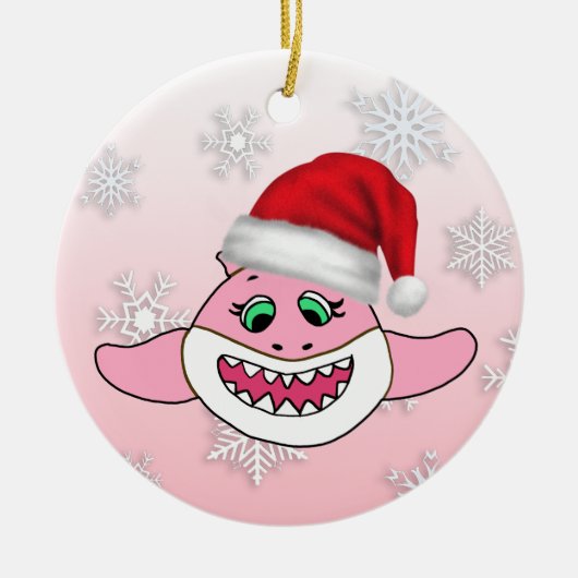 Gepersonaliseerde Baby Shark Family Kerstversierin Keramisch Ornament (Voorkant)