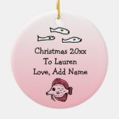 Gepersonaliseerde Baby Shark Family Kerstversierin Keramisch Ornament (Achterkant)