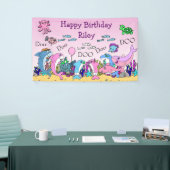 Gepersonaliseerde Baby Shark Family verjaardagsfee Spandoek (Beurs)