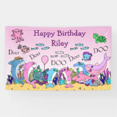 Gepersonaliseerde Baby Shark Family verjaardagsfee Spandoek (Horizontaal)