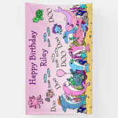 Gepersonaliseerde Baby Shark Family verjaardagsfee Spandoek (Verticaal)