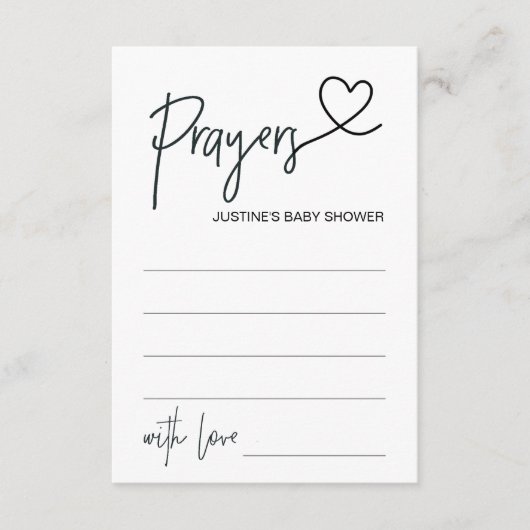 Gepersonaliseerde Baby shower Gebed Kaart met Hart (Voorkant)
