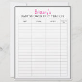 Gepersonaliseerde Baby shower Gift Log Tracker (Voorkant)