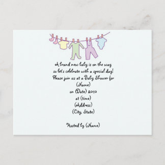 Gepersonaliseerde Baby shower Invitation-Clothesli Uitnodiging Briefkaart