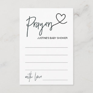 Gepersonaliseerde Baby shower Prayer Card met hart Informatiekaartje