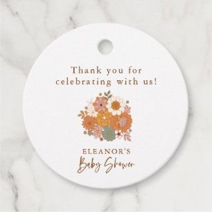 Gepersonaliseerde Baby shower Retro Aardse Boho Bl Bedankjes Labels