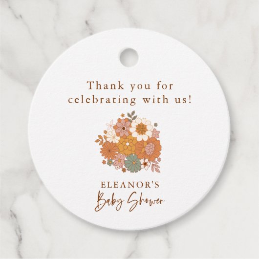 Gepersonaliseerde Baby shower Retro Aardse Boho Bl Bedankjes Labels (Voorkant)