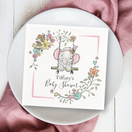 Gepersonaliseerde Baby shower Schattige Elephant G Servet