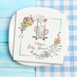 Gepersonaliseerde Baby shower Schattigee Elephant  Servet