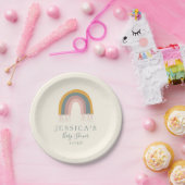 Gepersonaliseerde Baby shower Soft Boho Rainbow Pa Papieren Bordje (Feest)