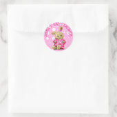 Gepersonaliseerde Baby shower Stickers Pink Bunny (Tas)