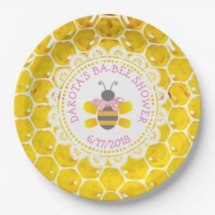 Gepersonaliseerde Baby shower van honing en bijen  Papieren Bordje