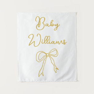 Gepersonaliseerde Baby shower Wit & Goud Fotocabin Wandkleed