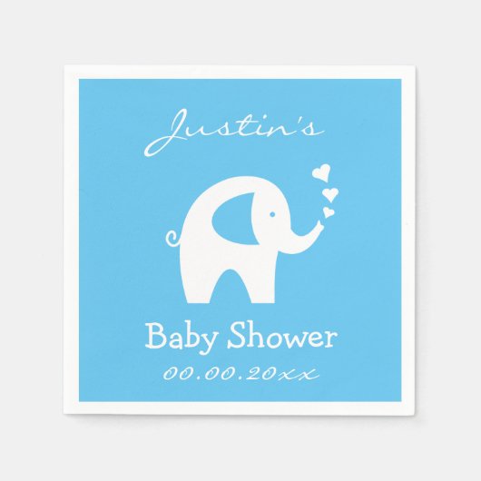 Gepersonaliseerde baby showers servetten met olifa (Voorkant)