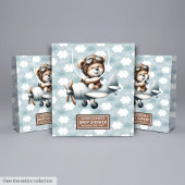 Gepersonaliseerde Baby showers tas met Blue Beer P Medium Cadeauzakje