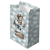 Gepersonaliseerde Baby showers tas met Blue Beer P Medium Cadeauzakje (Voorkant Gekanteld)