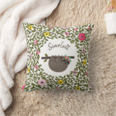 Gepersonaliseerde Baby Sloth Bloemen Kussen (Deken)