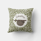Gepersonaliseerde Baby Sloth groen kussen (Achterkant)
