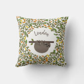 Gepersonaliseerde Baby Sloth herfst groen kussen (Achterkant)