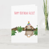 Gepersonaliseerde baby sloth-verjaardagskaart kaart (Voorkant)