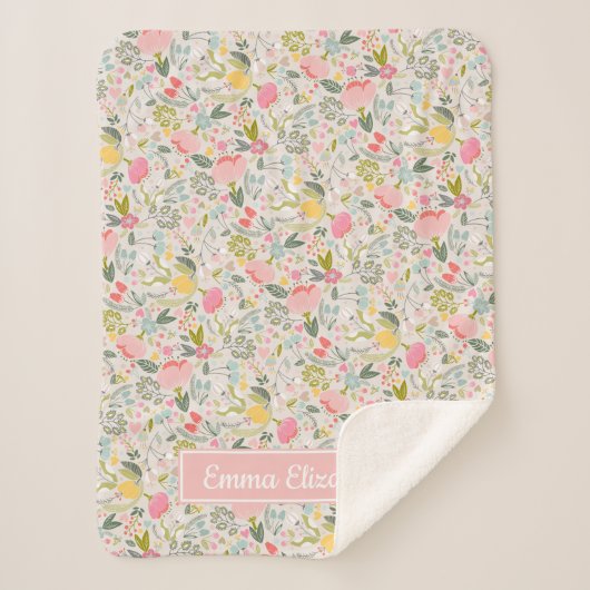 Gepersonaliseerde Baby van Bounful Blooms Sherpa Deken (Voorkant)
