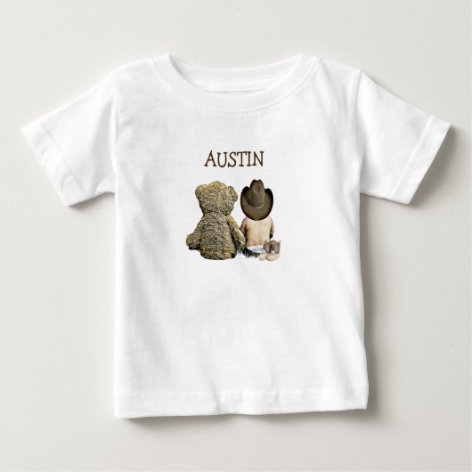 Gepersonaliseerde Baby van Cowboy en Teddy Bear (Voorkant)
