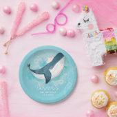 Gepersonaliseerde Baby Whale Blue Verjaardag Papieren Bordje (Feest)