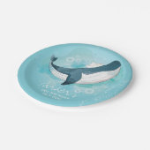 Gepersonaliseerde Baby Whale Blue Verjaardag Papieren Bordje (Gekanteld)