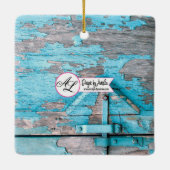 Gepersonaliseerde Baby XMAS Ornament Blauw Hout Sc (Achterkant)