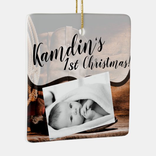 Gepersonaliseerde Baby XMAS Ornament Cowboy laarss (Rechts)