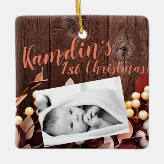 Gepersonaliseerde Baby XMAS Ornament katoenen tak (Voorkant)