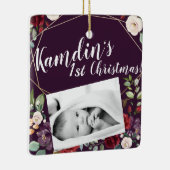 Gepersonaliseerde Baby XMAS Ornament Plum Paarse R (Rechts)