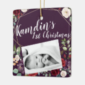 Gepersonaliseerde Baby XMAS Ornament Plum Paarse R (Links)