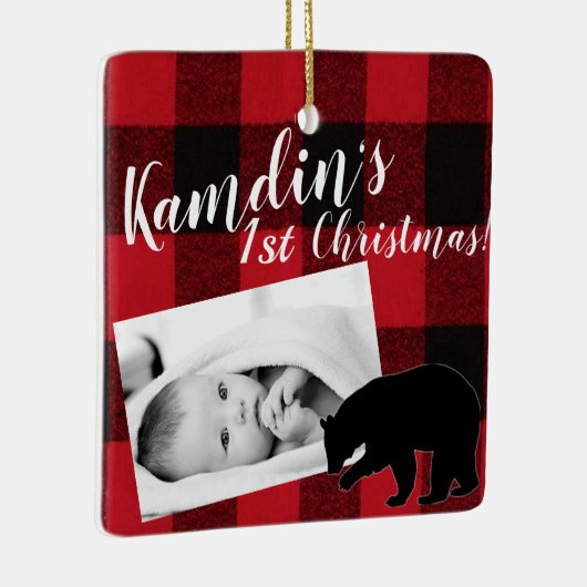 Gepersonaliseerde Baby XMAS Ornament Red Buffalo P (Rechts)