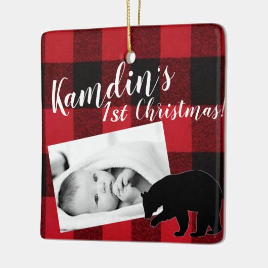 Gepersonaliseerde Baby XMAS Ornament Red Buffalo P (Links)