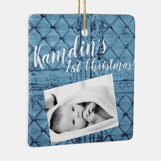 Gepersonaliseerde Baby XMAS Ornament rustieke Tin  (Rechts)