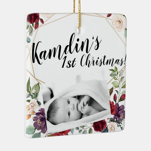 Gepersonaliseerde Baby XMAS Ornament Wit Roses Gou (Rechts)