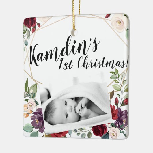 Gepersonaliseerde Baby XMAS Ornament Wit Roses Gou (Links)