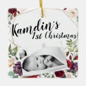 Gepersonaliseerde Baby XMAS Ornament Wit Roses Gou (Voorkant)