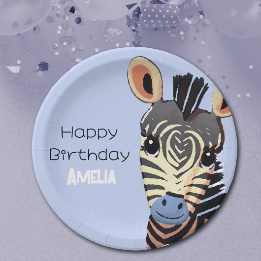 Gepersonaliseerde Baby Zebra Verjaardag Papieren Bordje