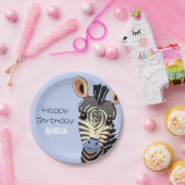 Gepersonaliseerde Baby Zebra Verjaardag Papieren Bordje (Feest)