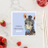 Gepersonaliseerde Baby Zebra Verjaardag Servet (Insitu)