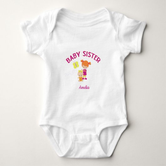 Gepersonaliseerde Baby zuster met grote zus Romper (Voorkant)