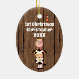 Gepersonaliseerde babyfokkerij met de eerste kerst keramisch ornament