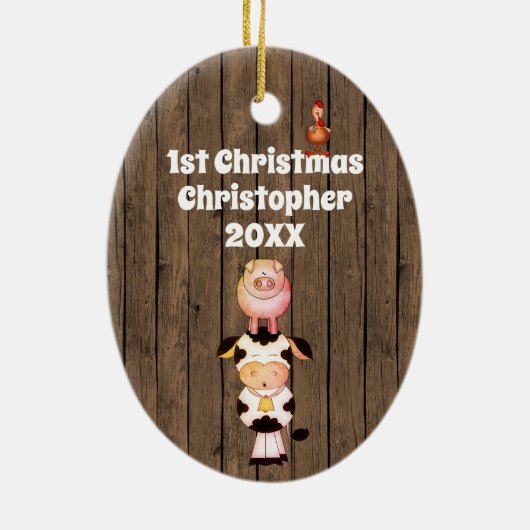 Gepersonaliseerde babyfokkerij met de eerste kerst keramisch ornament (Achterkant)