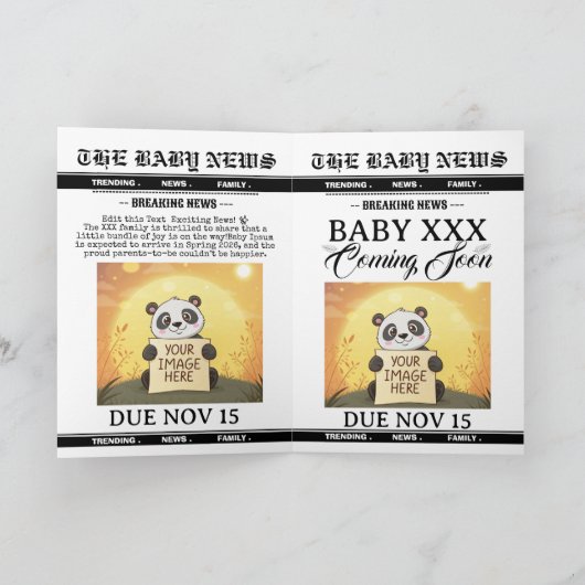 Gepersonaliseerde babykrant Tijdschrift Aankondigi (Binnen)