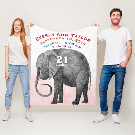 Gepersonaliseerde babymeisje Geboortedatum staat o Fleece Deken (In situ)