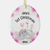 Gepersonaliseerde babymeisjes Eerste Kerstmis 2022 Keramisch Ornament (Rechts)