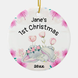 Gepersonaliseerde babymeisjes Eerste Kerstmis 2022 Keramisch Ornament