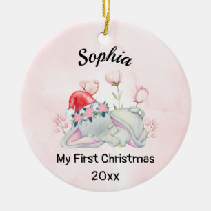 Gepersonaliseerde babymeisjes Mijn eerste Kerstmis Keramisch Ornament